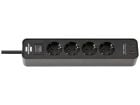 Brennenstuhl Ecolor multipresa con 2 porte USB-C - Black