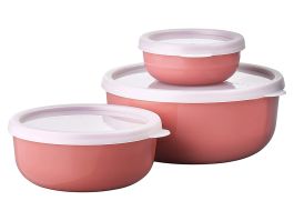 Set 3 Barattoli Per Biscotti In Metallo - Rosa - Impilabili - 20cm, 17.5cm, 14.5cm - Foto 11