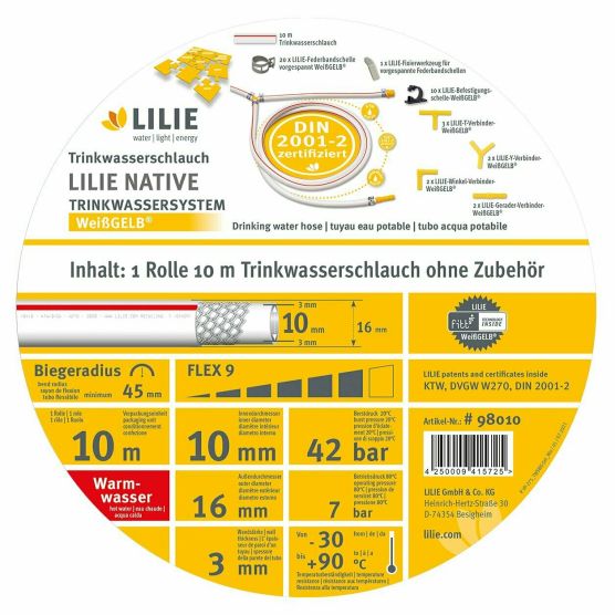 Lilie tubo acqua potabile rosso 10 m