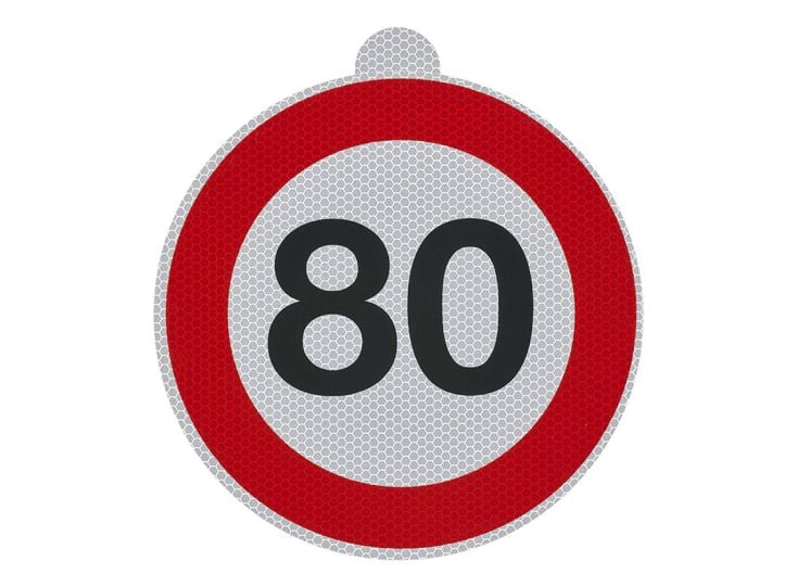 Adesivo limite di velocità 80 km/h per l'Italia