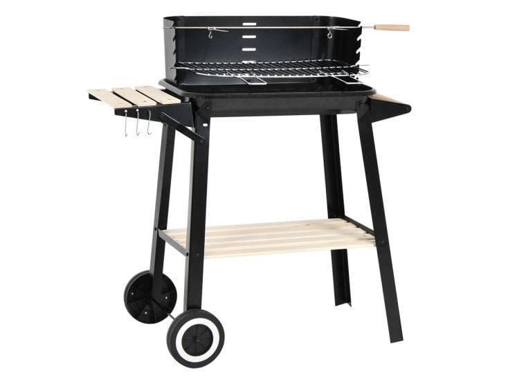 Barbecue rettangolare a carbone con ruote