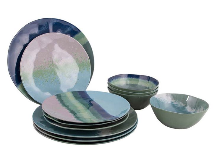 Bo-Camp Halo Blue/Green set di stoviglie - 12 pezzi