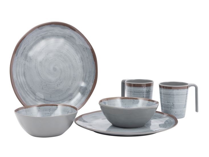Bo-Camp Halo Grey set di stoviglie - 6 pezzi