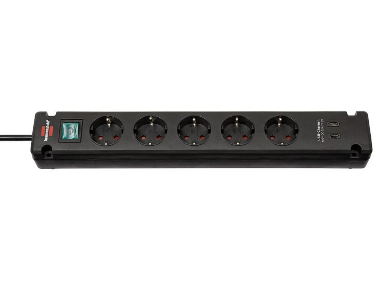 Brennenstuhl Bremounta multipresa con 2 porte USB-C - Black