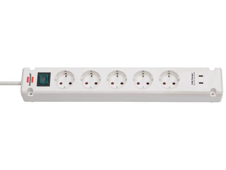 Brennenstuhl Bremounta multipresa con 2 porte USB-C - White