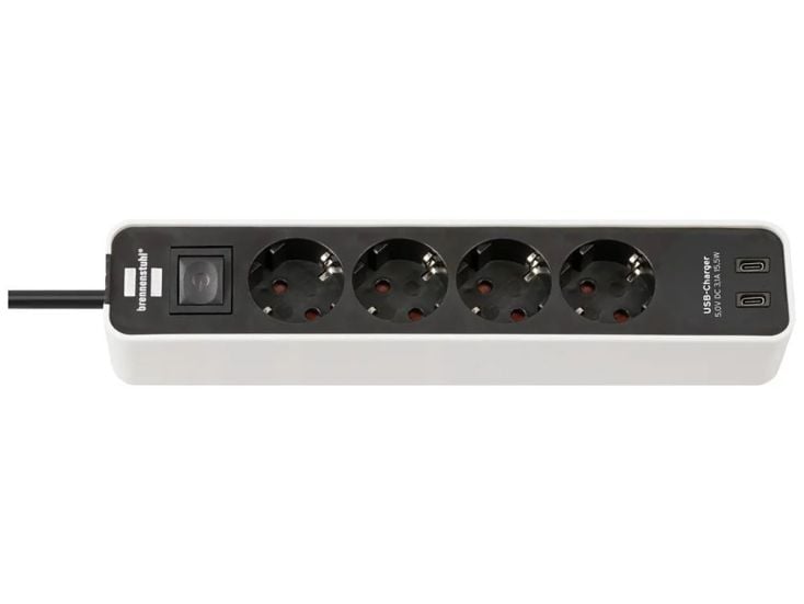 Brennenstuhl Ecolor multipresa con 2 porte USB-C - White