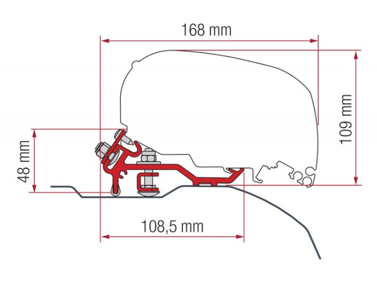 Fiamma F80 adattatore Ducato L2/L3 H2 > 2006 Low Profile