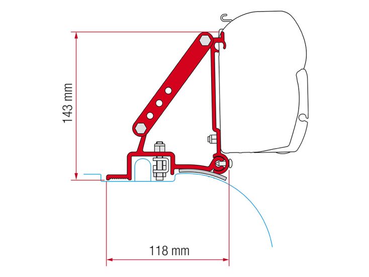 Fiamma F45 adattatore Fiat Ducato Jumper Boxer High Roof dal 1994 al 06-2006