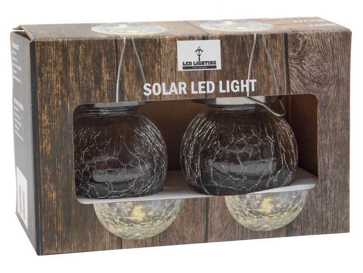 Led Lighting lampade solari in vetro craquelé