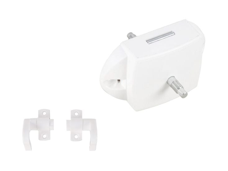 Obelink serratura a pulsante per toilette con ganci - White