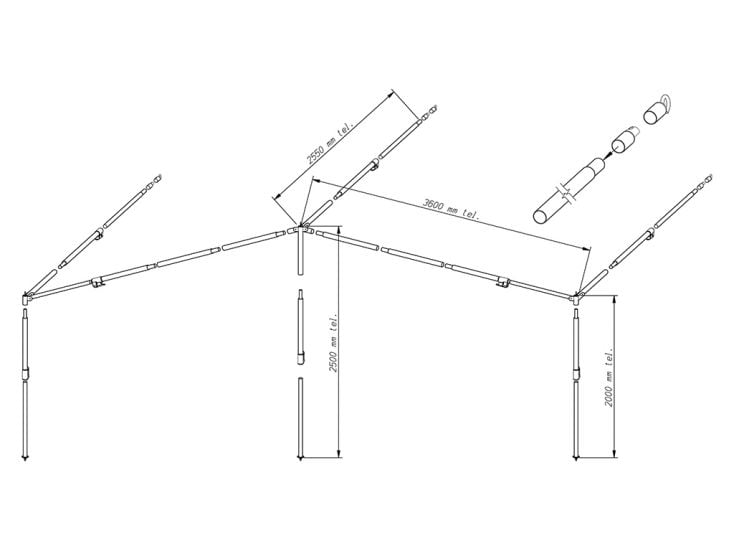 Piper struttura tendalino PowerGrip alluminio 28 mm misura 11 - 20