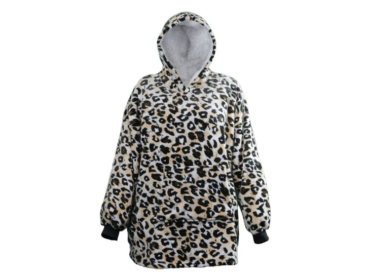 Unique Living pile oversize leopardato con cappuccio