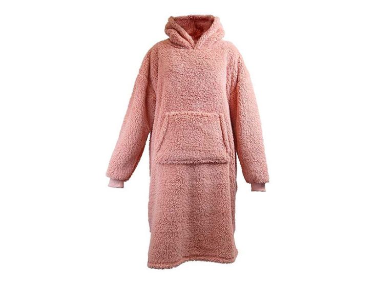Unique Living Teddy Long pile oversize con cappuccio - Old Pink