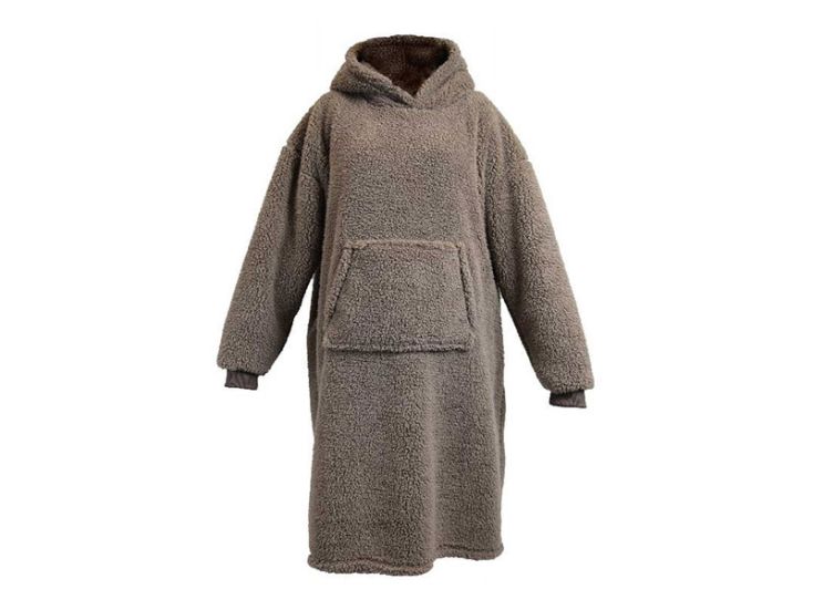 Unique Living Teddy Long pile oversize con cappuccio - Taupe